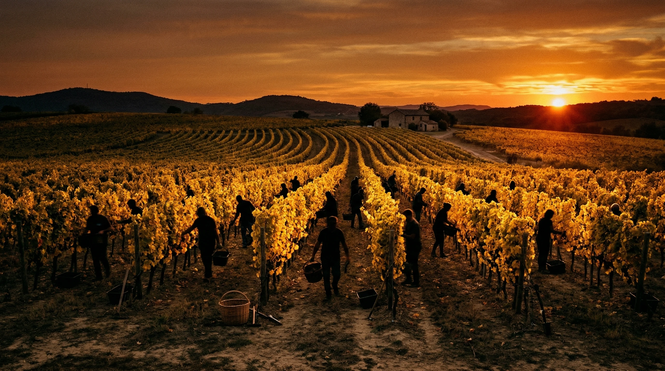 Bouteille de vin dans un paysage viticole