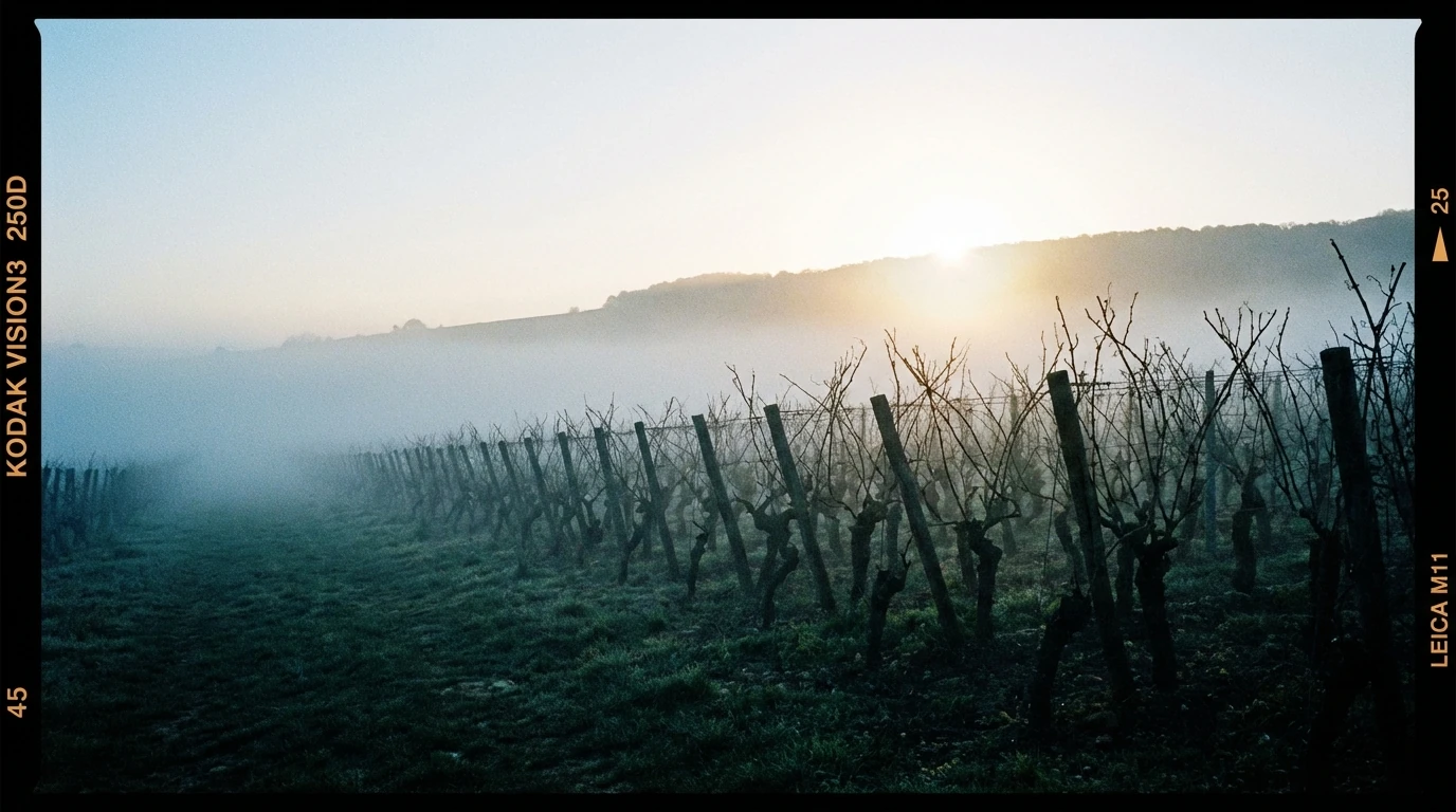Paysage de vignoble avec des rangées de vignes